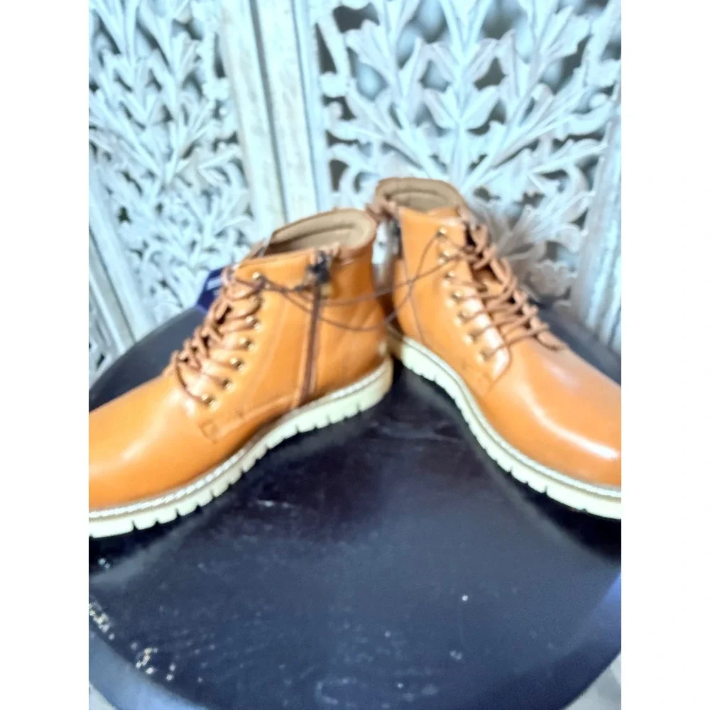 Steve Madden Mens P-Bowery Cognac Chukka Ankle Boots Side Zip Size 10 NEW